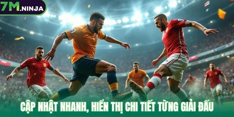 Cập nhật nhanh, hiển thị chi tiết từng giải đấu